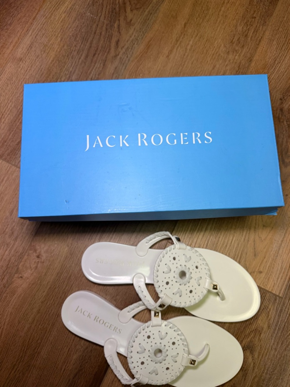 Jack Rogers Georgica Jelly Sandals White 8 NEW Waterproof Medallion Flip Flops - Picture 10 of 12